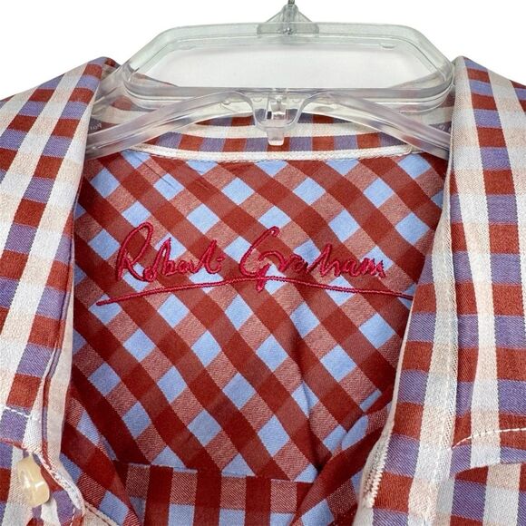 Robert Graham Long Sleeve Cotton Button Down Classic Fit Shirt Blue Plaid XL - Picture 4 of 14